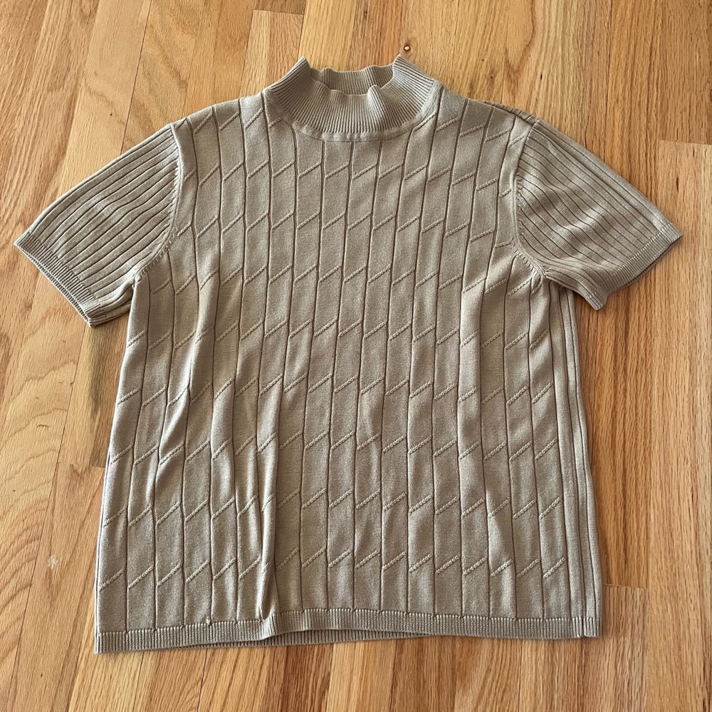 REQUIREMENTS light brown pattern top with slight turtleneck